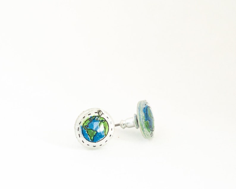 Planet Earth Earrings / Space Earrings / Earth Day Jewelry image 3