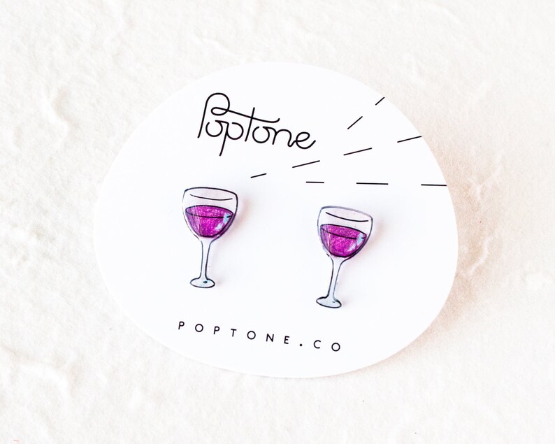 Wine glass earrings / Wine Lover Gift / Wine Tasting Jewelry / Red Wine Earrings image 1