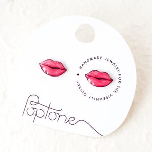 Red Lip Earrings / Lipstick Valentine’s Day Earrings / Kiss Lips Stud Earrings