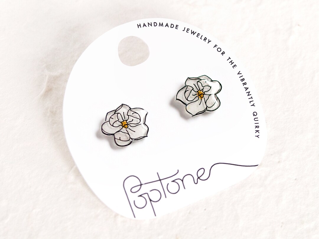 Magnolia Earrings, White Flower Stud Earrings, Magnolias, Floral Bridal ...