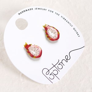 Dragon Fruit Earrings / pitaya kawaii earrings / dragonfruit earrings image 3