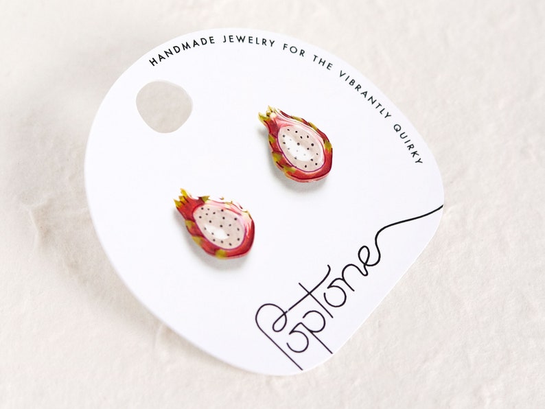 Dragon Fruit Earrings / pitaya kawaii earrings / dragonfruit earrings image 3