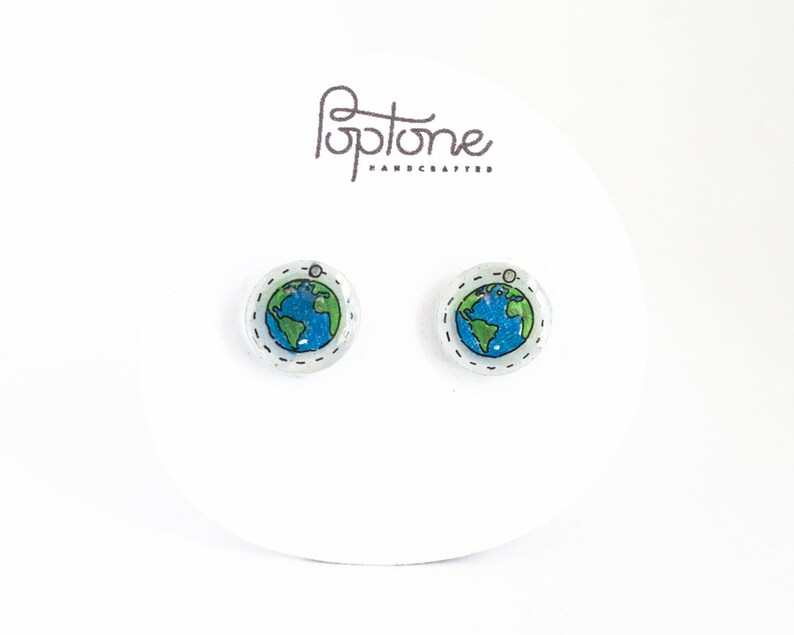 Planet Earth Earrings / Space Earrings / Earth Day Jewelry image 7