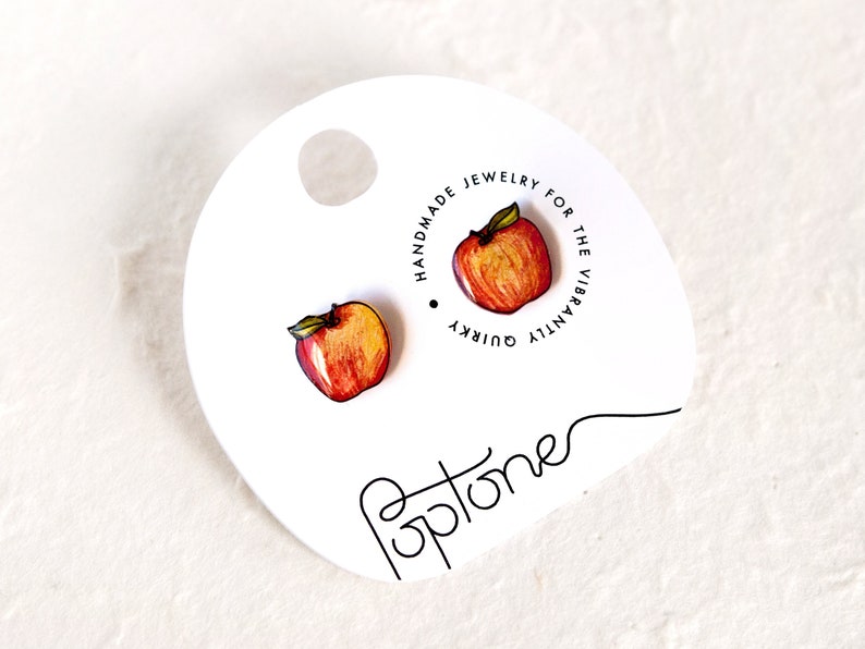 Apple Stud Earrings / Teacher Appreciation Gift / Cute Fall Apple Studs image 1