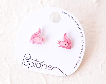Rosa Axolotl Örhängen / Söta Kawaii Axolots / Rosa Djurörhängen