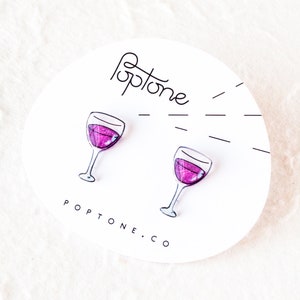 Wine glass earrings / Wine Lover Gift / Wine Tasting Jewelry / Red Wine Earrings image 5