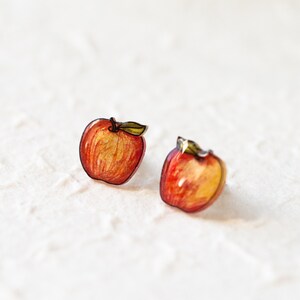 Apple Stud Earrings / Teacher Appreciation Gift / Cute Fall Apple Studs image 2