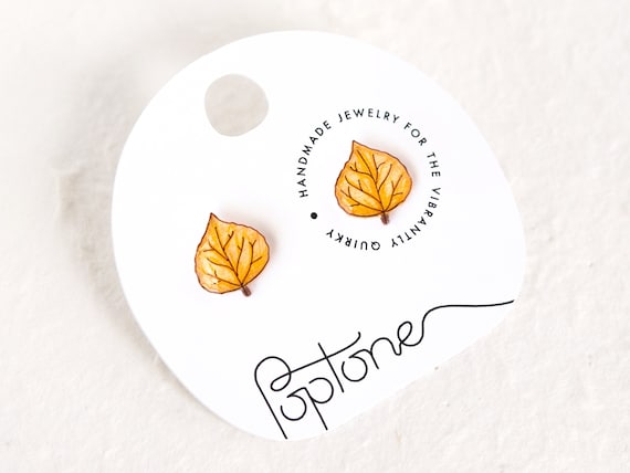 19 Fall Earrings With Leaves, Acorns and Pumpkins 11 Golden Aspen Studs