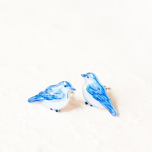 Cute Little Blue Bird Earrings / Bluebird / Bird Nature Jewelry / Bird Watcher Gift