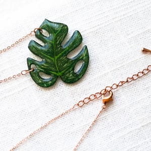 Monstera Leaf Necklace / Leaf Pendant / Tropical Plant Jewelry image 6