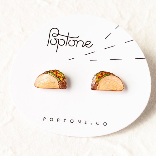 Taco Earrings / Cute Taco Jewelry / Mexican Food Kawaii Earrings