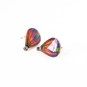 Hot Air Balloon Earrings, Pride Month, balloon earrings, air balloon studs, rainbow pride earrings
