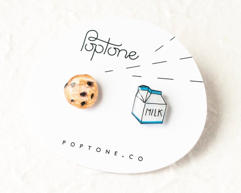 Milk and Cookies Stud Earrings Kawaii Food Earrings Milk and Etsy