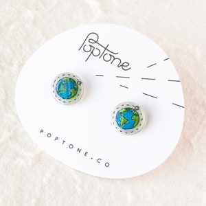 Planet Earth Earrings / Space Earrings / Earth Day Jewelry image 2