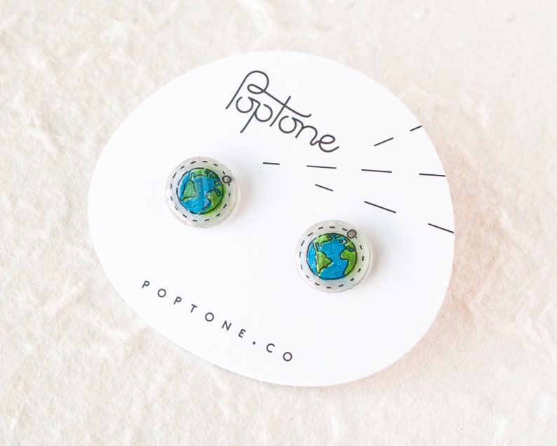 Planet Earth Earrings / Space Earrings / Earth Day Jewelry image 2