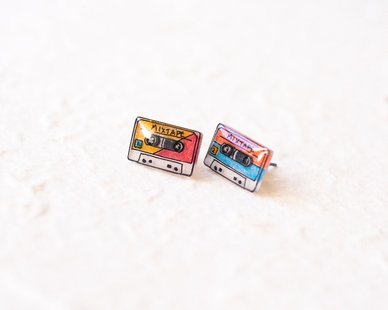 80s Headphones And Music Tape Earrings