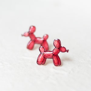 Balloon Dog Earrings / Red Balloon Animal Earrings / Kawaii Balloon Dog Art image 8