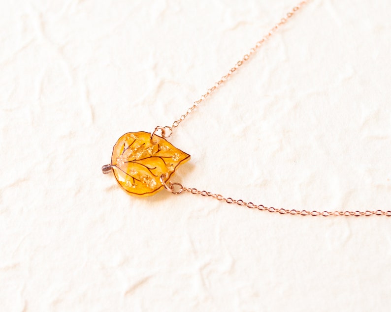 Aspen Leaf Ketting / geel blad hanger / Colorado esp sieraden / herfst sieraden afbeelding 7