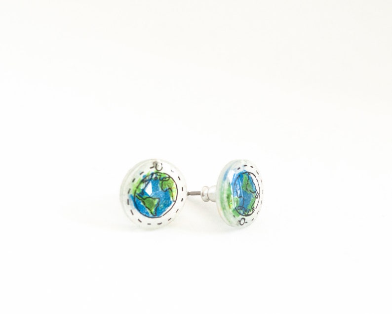 Planet Earth Earrings / Space Earrings / Earth Day Jewelry image 4