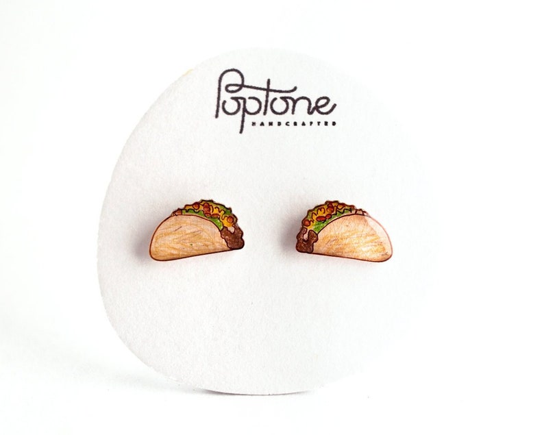 Taco Earrings / Cute Taco Jewelry / Mexican Food Kawaii Earrings image 4
