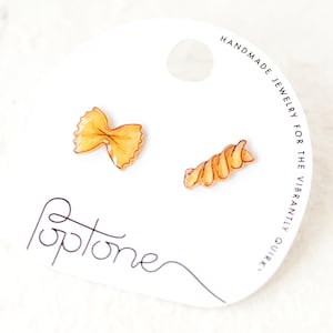 Pasta Shapes Earrings, Bowtie & Rotini / Pasta Food Earrings / Italian Food