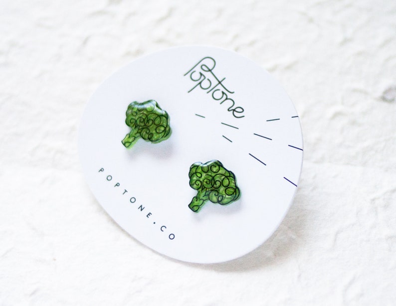 Broccoli Stud Earrings Cute Vegetable Earrings Kawaii Food Etsy