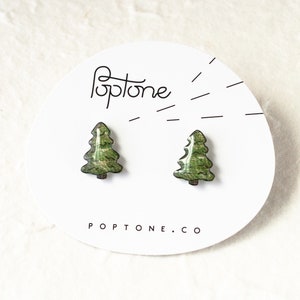 Pine Tree Earrings, Christmas tree earrings, pine trees, nature tree stud earrings, simple Christmas jewelry image 6