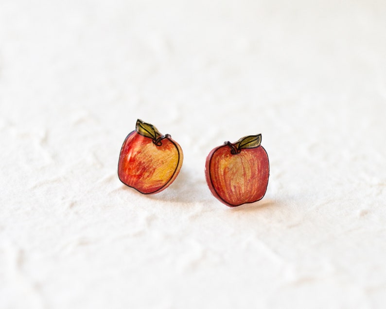 Apple Stud Earrings / Teacher Appreciation Gift / Cute Fall Apple Studs image 6
