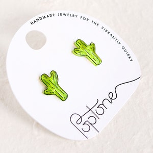 Saguaro Cactus Earrings / green southwest desert cacti stud earrings / succulent earrings / cactus jewelry image 4