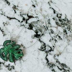 Monstera Leaf Necklace / Leaf Pendant / Tropical Plant Jewelry image 7