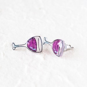 Wine glass earrings / Wine Lover Gift / Wine Tasting Jewelry / Red Wine Earrings image 3