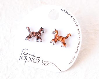 Niet-overeenkomende kattenoorknopjes – Orange & Calico Kitty-oorbellen, leuk kattenliefhebbercadeau, kleine dierenstekers, kattendamecadeau
