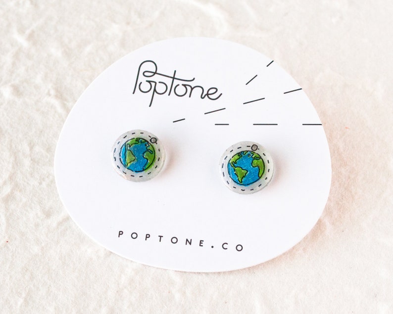 Planet Earth Earrings / Space Earrings / Earth Day Jewelry image 1