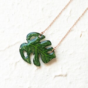 Monstera Leaf Necklace / Leaf Pendant / Tropical Plant Jewelry image 3