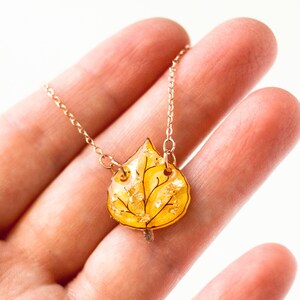 Aspen Leaf Ketting / geel blad hanger / Colorado esp sieraden / herfst sieraden afbeelding 4