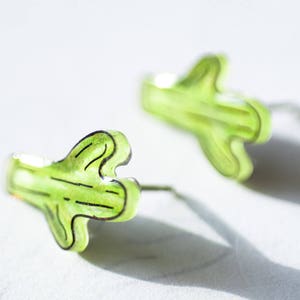 Saguaro Cactus Earrings / green southwest desert cacti stud earrings / succulent earrings / cactus jewelry image 6