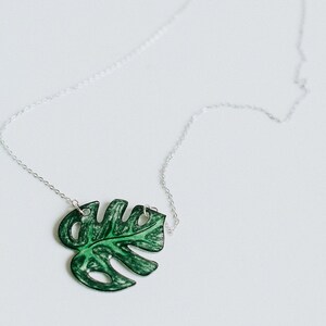 Monstera Leaf Necklace / Leaf Pendant / Tropical Plant Jewelry image 8