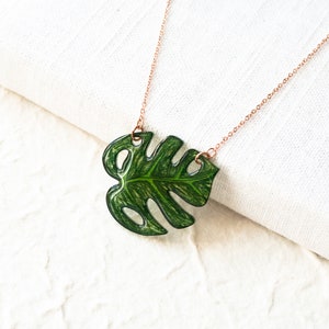 Monstera Leaf Necklace / Leaf Pendant / Tropical Plant Jewelry image 5