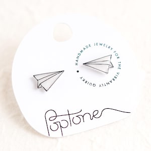 Paper airplane studs, airplane earrings, paper plane studs, origami studs