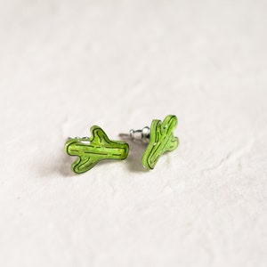 Saguaro Cactus Earrings / green southwest desert cacti stud earrings / succulent earrings / cactus jewelry image 5