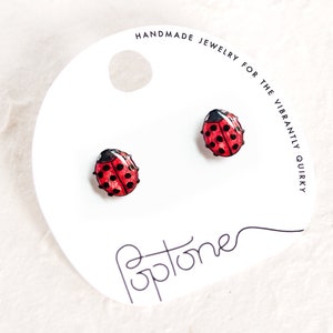 Cute Red Summer Ladybug Earrings / Bug Insect Stud Earrings / Lady Bug Jewelry