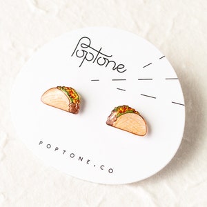 Taco Earrings / Cute Taco Jewelry / Mexican Food Kawaii Earrings image 3
