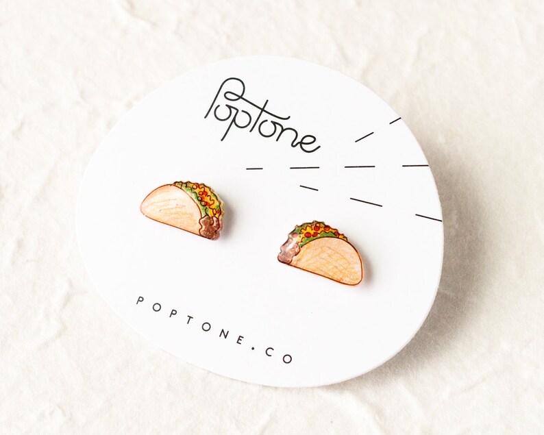 Taco Earrings / Cute Taco Jewelry / Mexican Food Kawaii Earrings image 3