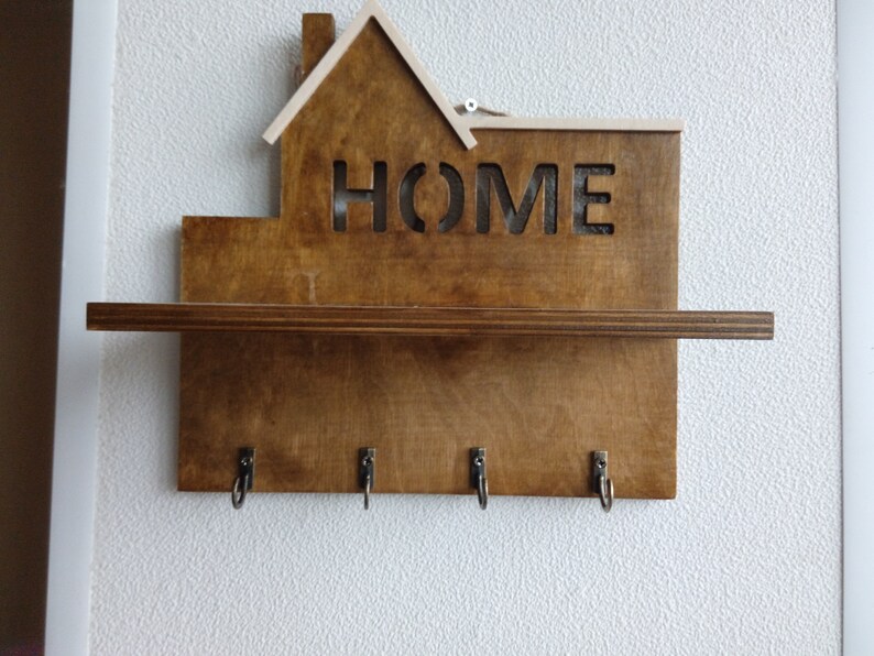 Wooden Wall Key Hanger with Shelf image 4