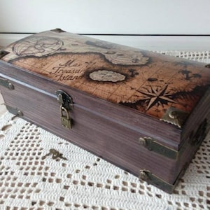 Caja del tesoro personalizada con candado y llave de esqueleto / Caja de  memoria de madera antigua / Cofre de bodas grande con cerradura / Cofre de  la esperanza -  México