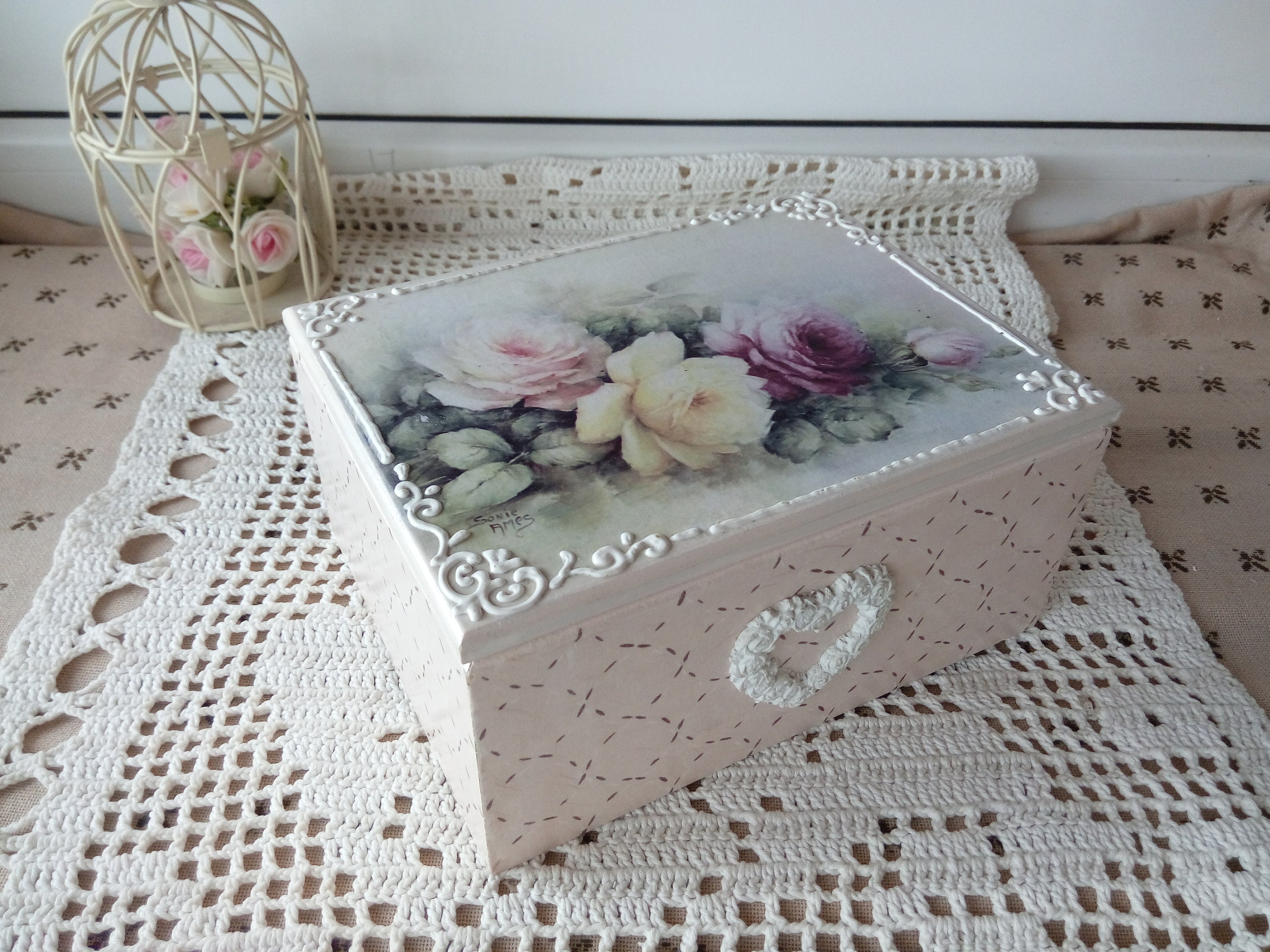 Chanel White Rose Book Design Storage Box - Homsstore