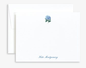 Personalized Blue Hydrangea Note Cards • Hydrangea Stationery • Womens Stationery • Womens Thank You Cards • Customized Womens Note Cards