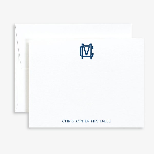 Personalized Stationery for Men • Monogram Stationery • Monogram Note Cards • Mens Flat Note Card Set • Custom Monogram Notecards