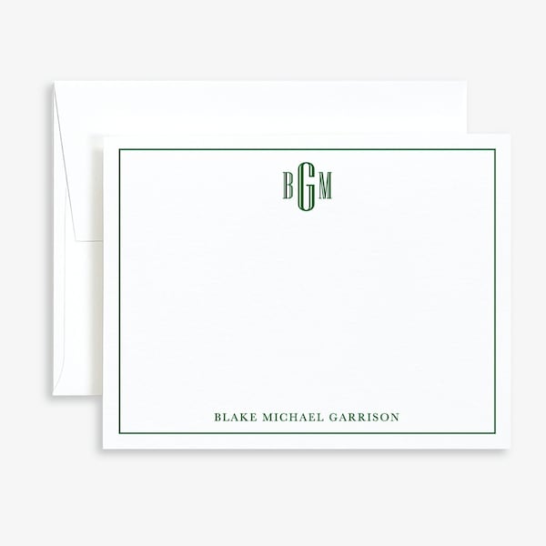 Personalized Monogram Note Cards • Classic Monogram Stationery • Note Card Set • Monogrammed Stationery • Mens Stationery • Mens Notecards