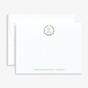 Personalized Monogram Stationery • Laurel Monogram Wedding Note Cards • Family Monogram Note Card Set • Custom Vintage Monogram Stationary